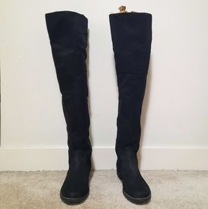 Shoedazzle Over the knee faux suede boots with adjustable width
